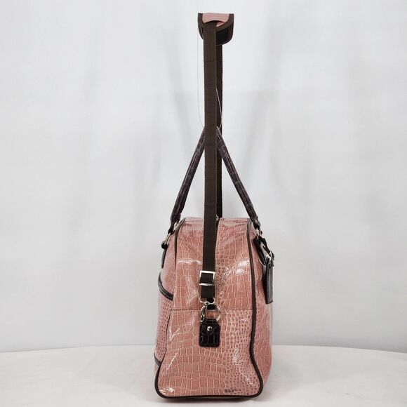 Guess Vintage Y2K Pink Brown Snakeskin Patent Weekender Duffle Bag RARE - Picture 4 of 16